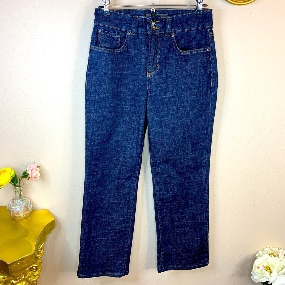4 Nine West Straight Leg Dark Blue Denim Jeans 26 Waist Classic Pants